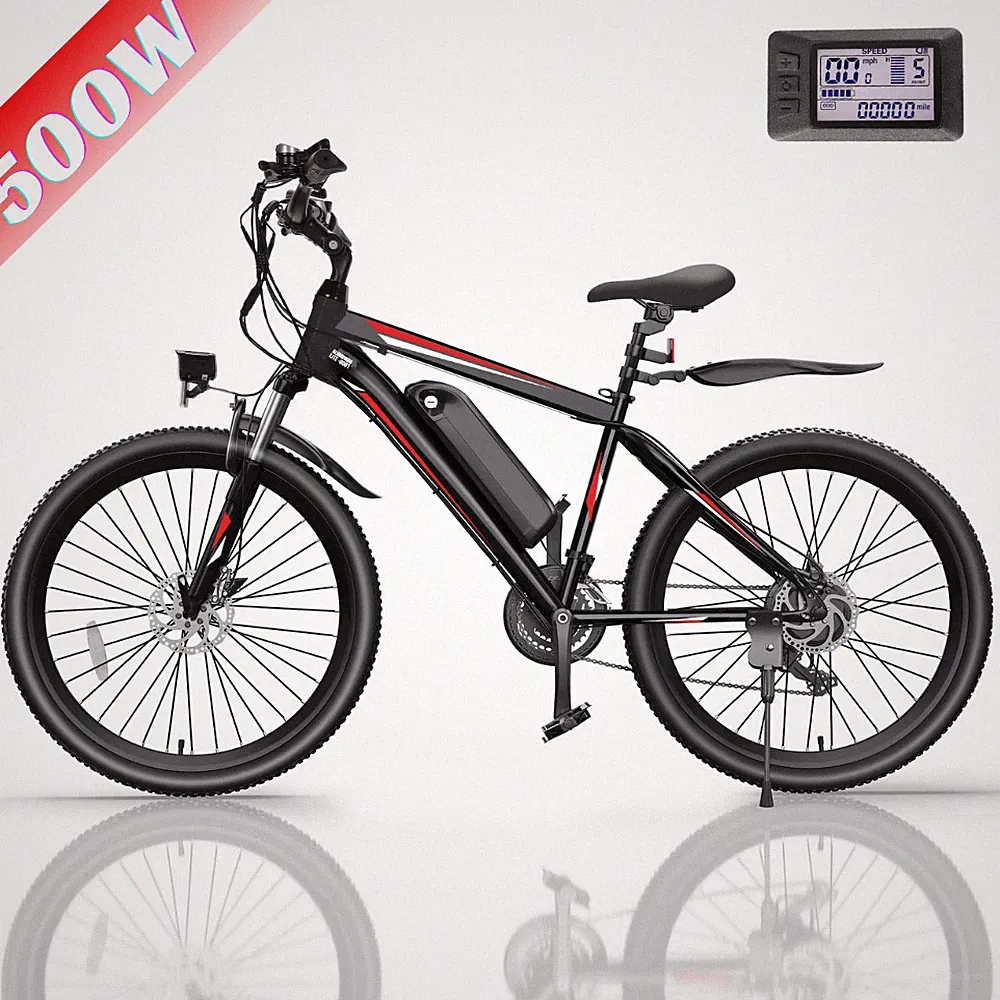 ⚡500W Electric Bike for Adults, 26" Commuter Ebike 20mph Beach Mountain Bicycle⚡