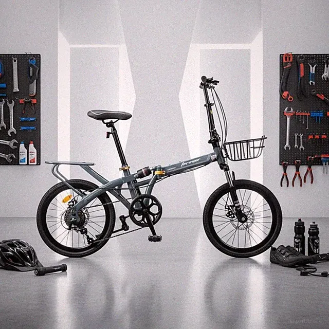 7 Speed Folding Bike Front and Rear Disc Brakes Folding Two-Wheeler Shock