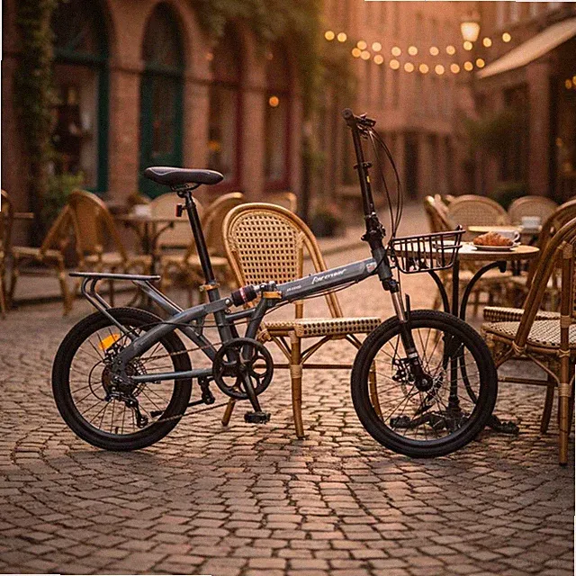 7 Speed Folding Bike High-Carbon Steel Frame Folding Two-Wheeler for Downtown