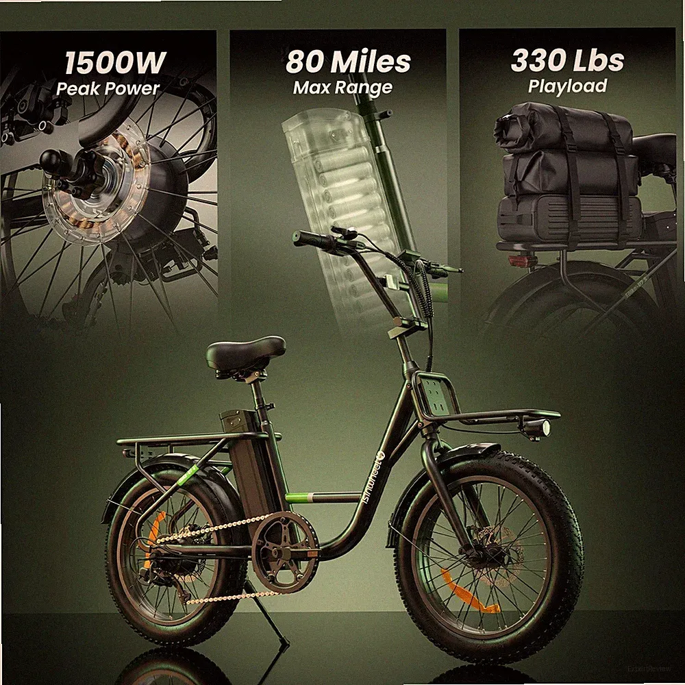 isinwheel U7S Series Cargo Bike(1500W Motor,80 Miles Range,30 MPH Top Speed)