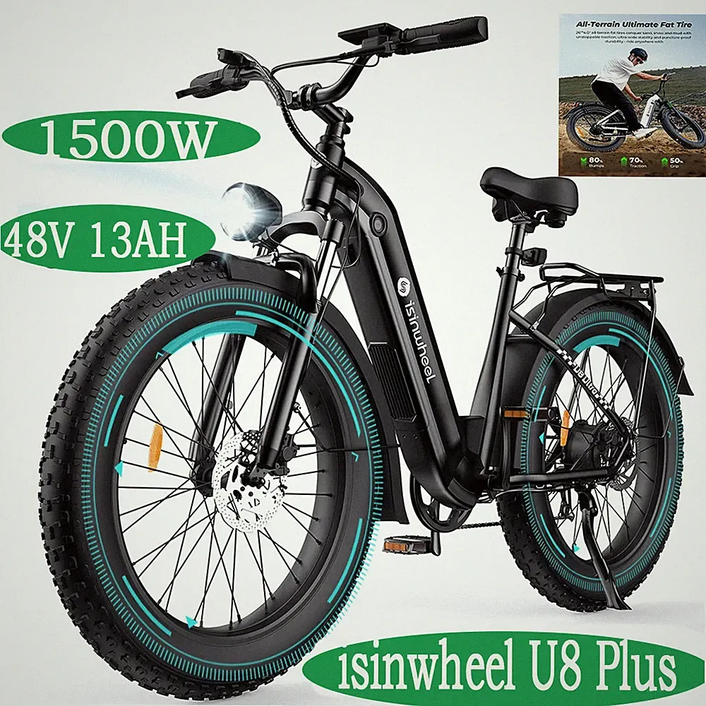 isinwheel U8 Plus E-Mountain Bike 48V 13AH Adult 20*4.0inch 1500W Coummuter Bike