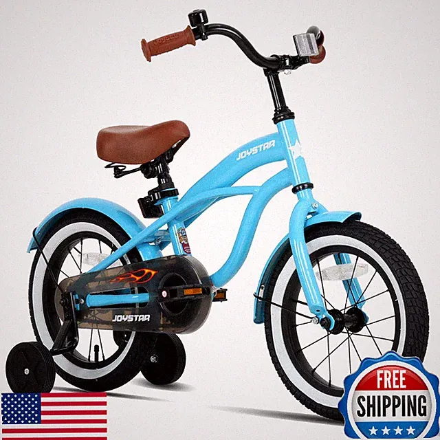 JOYSTAR 16" Kids Bike w/ Training Wheels, Coaster Brake, Ages 4-7, Blue