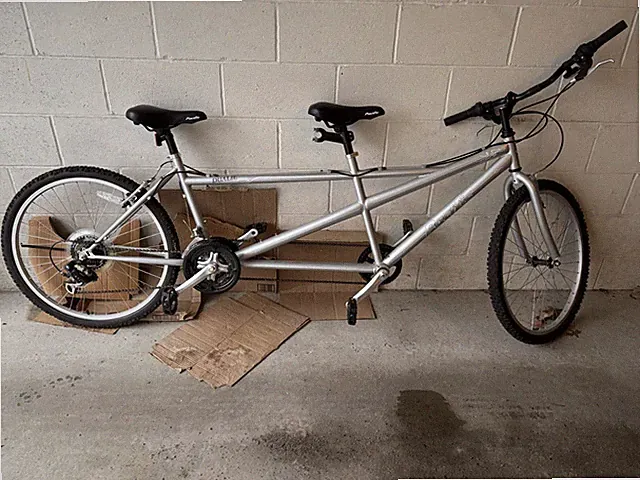 tandem bicycle, gray color